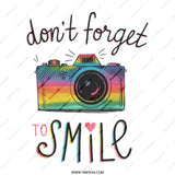 Dont Forget To Smile Tote Bag, Colorful Camera Design, Positive Vibes, Daily Reminder Bag, Gift for Photographers, Trendy Canvas Tote - Tawshia