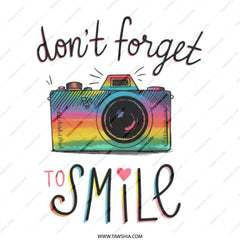 Dont Forget To Smile Tote Bag, Colorful Camera Design, Positive Vibes, Daily Reminder Bag, Gift for Photographers, Trendy Canvas Tote - Tawshia