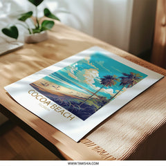 Cocoa Beach Florida Photographic Print, Beach Scene Art Print, Coastal Decor, Palm Trees, Travel Poster, Sunshine State Artwork - Tawshia