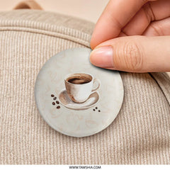 Coffee Cup Pinback Button, Latte Art Button, Coffee Lover Gift, Caffeine Addict Pin, Drinkware Badge, Beverage Accessories - Tawshia
