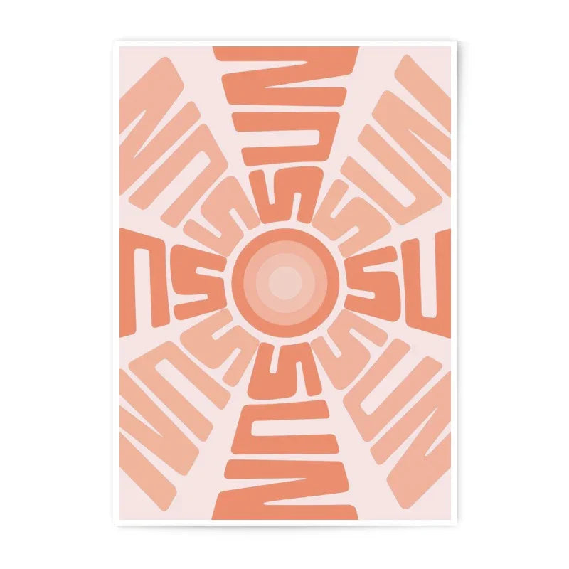 Retro Sun Photographic Print, Mid Century Modern Wall Art, Sunshine Decor, 70s Style Print, Abstract Sunburst Poster, Orange Geometric Art - Tawshia