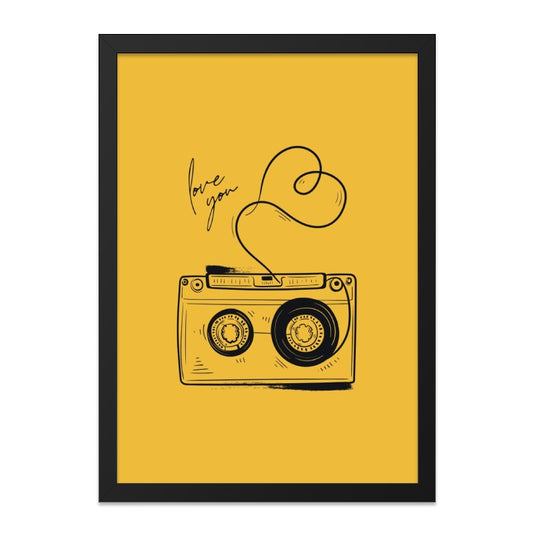 Retro Cassette Wall Art, Love You Wall Decor, Music Lover Gift, Minimalist Wall Print, Modern Home Decor - Tawshia