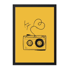 Retro Cassette Wall Art, Love You Wall Decor, Music Lover Gift, Minimalist Wall Print, Modern Home Decor - Tawshia