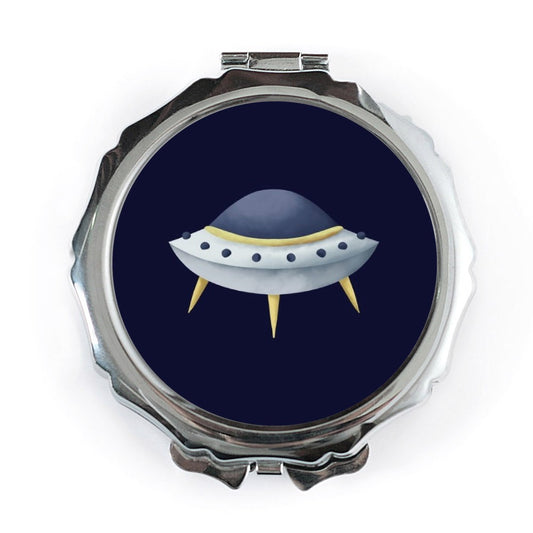 UFO Pocket Mirror, Flying Saucer Makeup Mirror, Space Alien Lover Gift, Cute Pocket Mirrors, Sci-fi Accessory, Travel Pocket Mirror - Tawshia