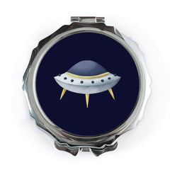 UFO Pocket Mirror, Flying Saucer Makeup Mirror, Space Alien Lover Gift, Cute Pocket Mirrors, Sci-fi Accessory, Travel Pocket Mirror - Tawshia