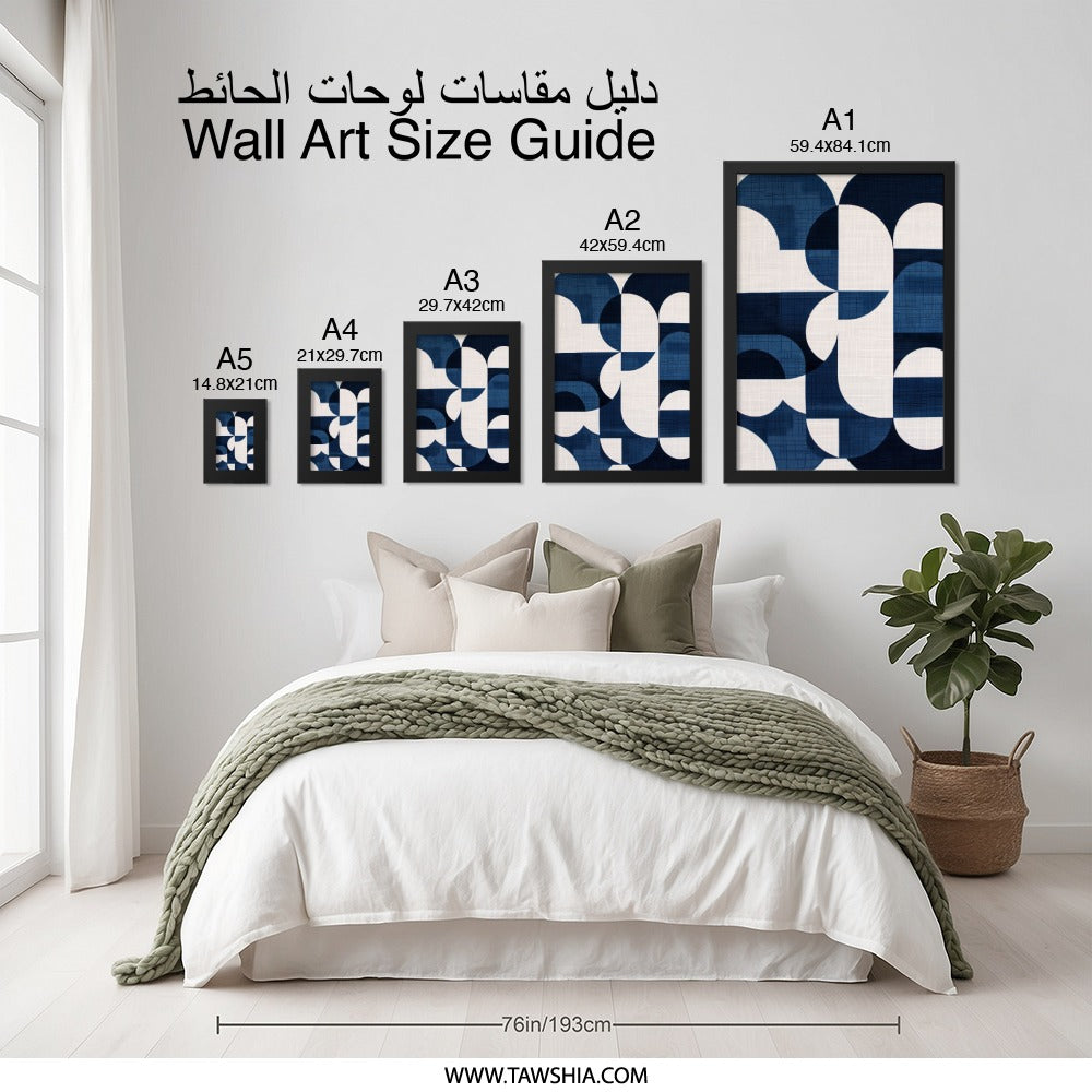 Navy Geometric Wall Art, Mid Century Modern Print, Abstract Shapes Art, Scandinavian Decor, Minimalist Art, Wall Decor - Tawshia