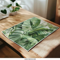 Tropical Leaves Photographic Print, Banana Leaf Wall Decor, Green Botanical Art Print, Jungle Palm Leaf Art, Tropical Home Decor - Tawshia