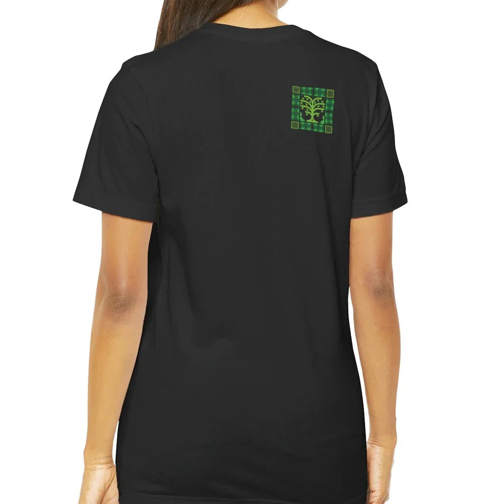 Black T-shirt with Green Design on Back product type