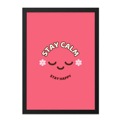 Stay Calm Stay Happy Wall Art, Motivational Decor, Pink Wall Art, Positive Affirmation Print, Inspirational Poster, Home Decor Gift - Tawshia