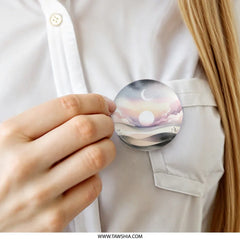 Celestial Watercolor Pinback Button, Moon Pin Button, Pastel Landscape Button, Artsy Badge, Celestial Jewelry, Aesthetic Button - Tawshia
