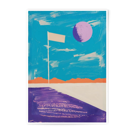 Surreal Landscape Photographic Print, Moon Art, Flag Illustration, Abstract Art Print, Colorful Wall Decor, Unique Home Decor - Tawshia