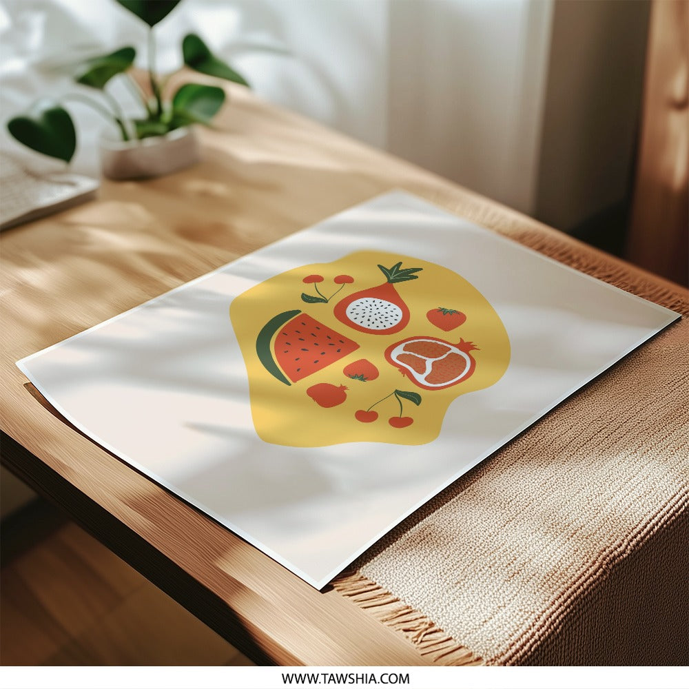 Fruit Photographic Print, Modern Kitchen Art, Food Illustration, Tropical Fruit Decor, Minimalist Wall Art, Home Decor, Gift Idea - Tawshia