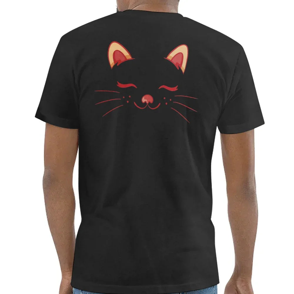 Cute Cat Design Black Short Sleeve Graphic T-shirt product