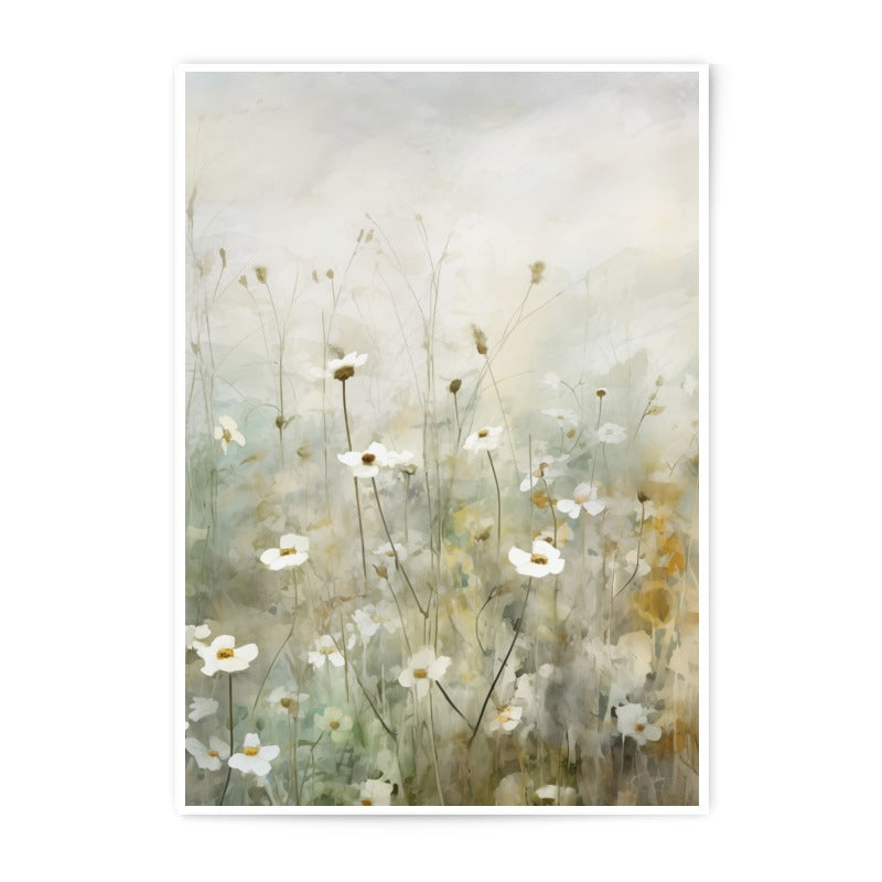 Floral Photographic Print, White Flowers Art, Flower Field Photo, Botanical Wall Art, Home Decor, Nature Photography, Daisy Print - Tawshia