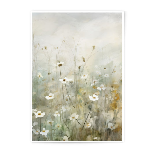 Floral Photographic Print, White Flowers Art, Flower Field Photo, Botanical Wall Art, Home Decor, Nature Photography, Daisy Print - Tawshia