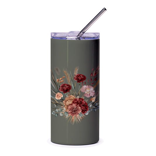 Floral Bouquet Tumbler, Boho Tumbler, Flower Tumbler, Bohemian Floral Tumbler, Chic Tumbler, Botanical Gift, Floral Tumbler for Her - Tawshia