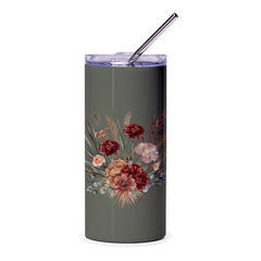 Floral Bouquet Tumbler, Boho Tumbler, Flower Tumbler, Bohemian Floral Tumbler, Chic Tumbler, Botanical Gift, Floral Tumbler for Her - Tawshia