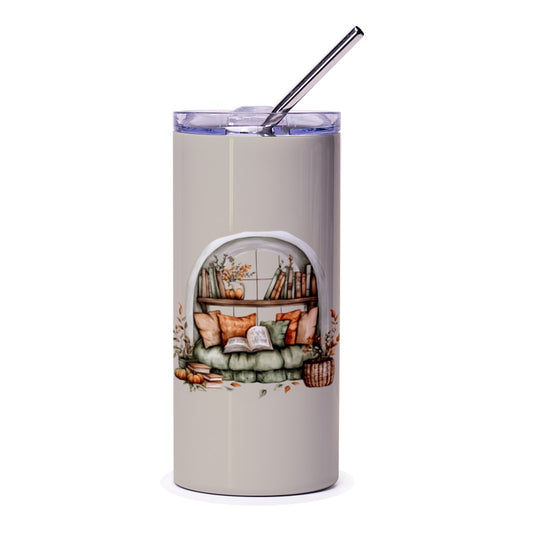 Book Nook Tumbler, Fall Decor, Cozy Library Tumbler, Reading Lovers Gift, Autumn Aesthetic, Cute Tumbler, Bookish Gift, Back to School - Tawshia