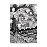 Starry Night Inspired Photographic Print, Abstract Landscape Art, Home Decor, Black and White, Wall Art, Gift Idea - Tawshia