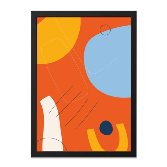 Abstract Shapes Wall Art, Modern Geometric Art Print, Colorful Home Decor, Orange Yellow Blue Wall Decor, Trendy Art, Minimalist Artwork - Tawshia