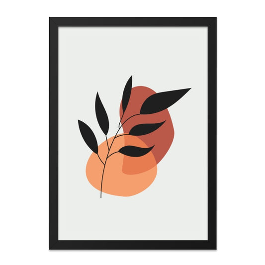 Abstract Leaf Wall Art, Minimalist Print, Botanical Artwork, Geometric Shapes, Modern Home Decor, Trendy Wall Hanging, Framed Art, Wall - Tawshia