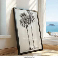 Palm Tree Wall Art, Tropical Print, Charcoal Drawing, Beach Decor, Coastal Wall Decor, Botanical Art, Minimalist Art, Nature Art - Tawshia