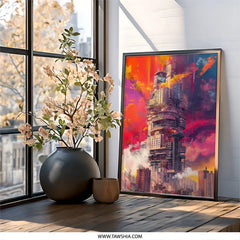 Futuristic City Wall Art, Sci Fi Building Print, Dystopian Decor, Cyberpunk Art, Modern Architecture Poster, Unique Home Decor - Tawshia