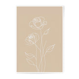 Rose Line Art Photographic Print, Minimalist Flower Art, Beige Botanical Wall Decor, Floral Drawing Print, Modern Home Decor - Tawshia