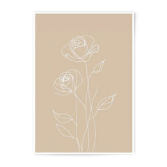 Rose Line Art Photographic Print, Minimalist Flower Art, Beige Botanical Wall Decor, Floral Drawing Print, Modern Home Decor - Tawshia