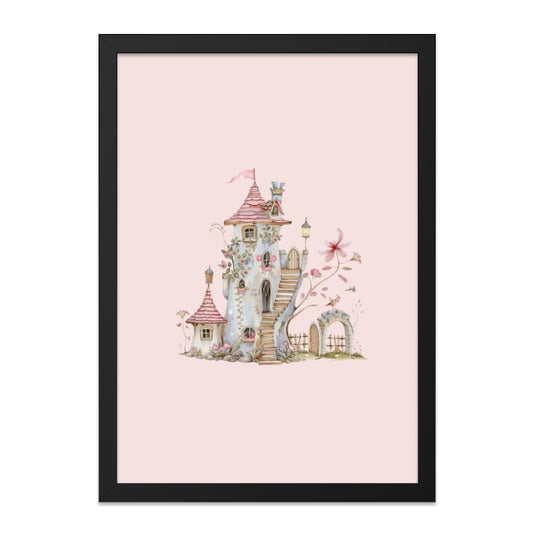 Fairy Tale Castle Wall Art, Whimsical Tower Print, Enchanted Kingdom Decor, Fantasy Illustration, Kids Room Art, Pink Wall Decor - Tawshia