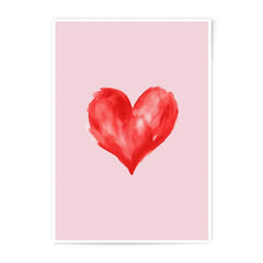Red Heart Photographic Prints, Valentines Day Prints, Watercolor Heart Art, Pink Background, Romantic Prints, Love Decor, Wall Art - Tawshia
