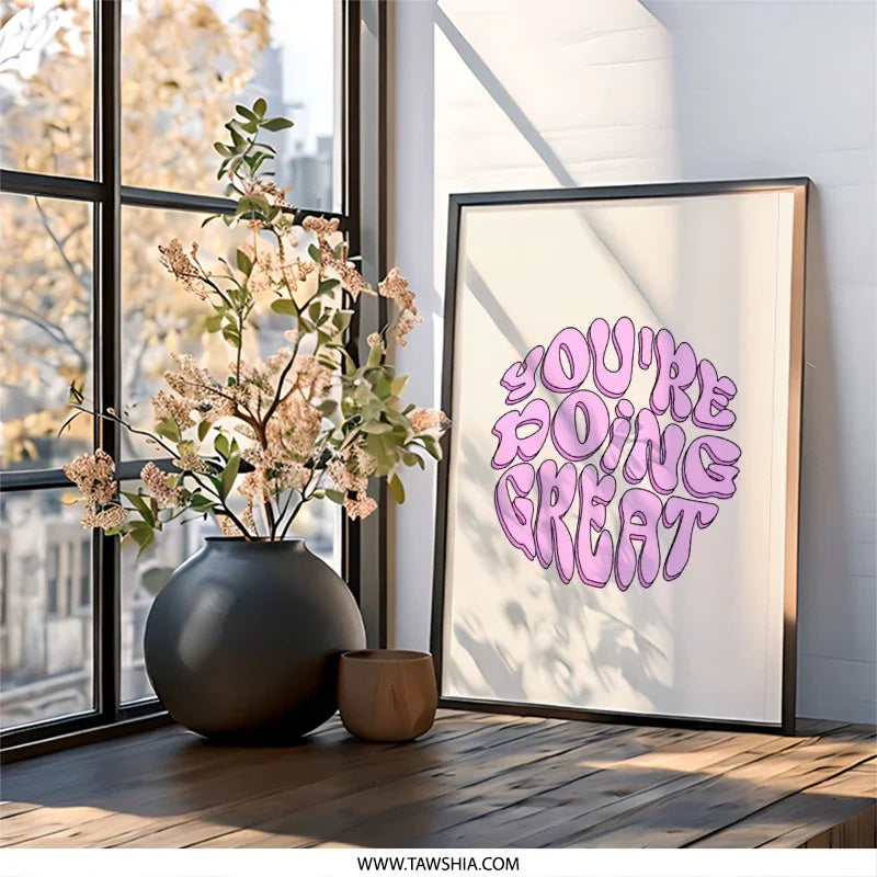 Youre Doing Great Wall Art, Inspirational Wall Decor, Positive Affirmation Print, Modern Typography Art, Motivational Quote Art - Tawshia