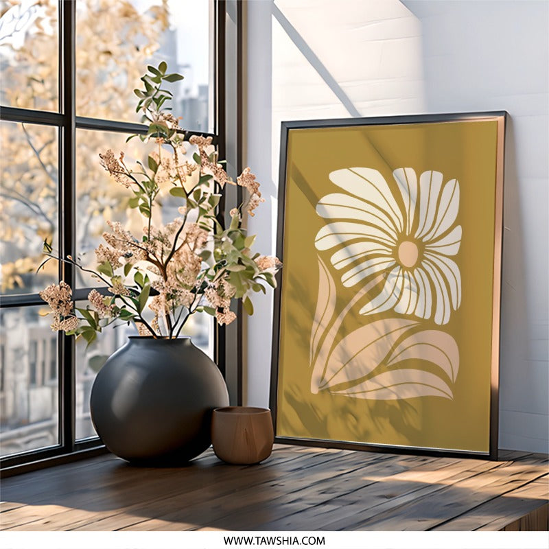 Floral Wall Art, Daisy Print, Modern Flower Art, Botanical Print, Home Decor, Wall Decor, Minimalist Art, Flower Poster (136) - Tawshia