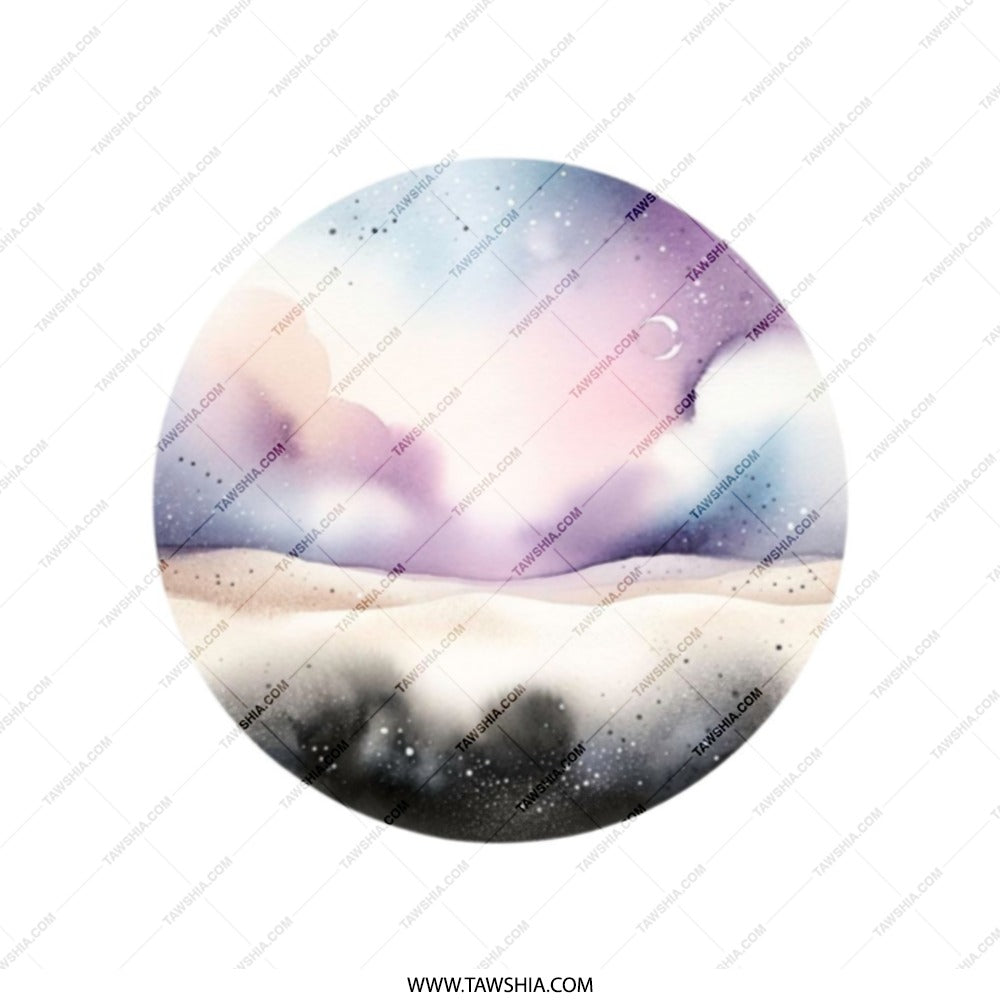Watercolor Sky Tote Bag, Celestial Landscape Tote, Aesthetic Art Bag, Circular Design Tote, Unique Shopping Bag, Versatile Tote - Tawshia