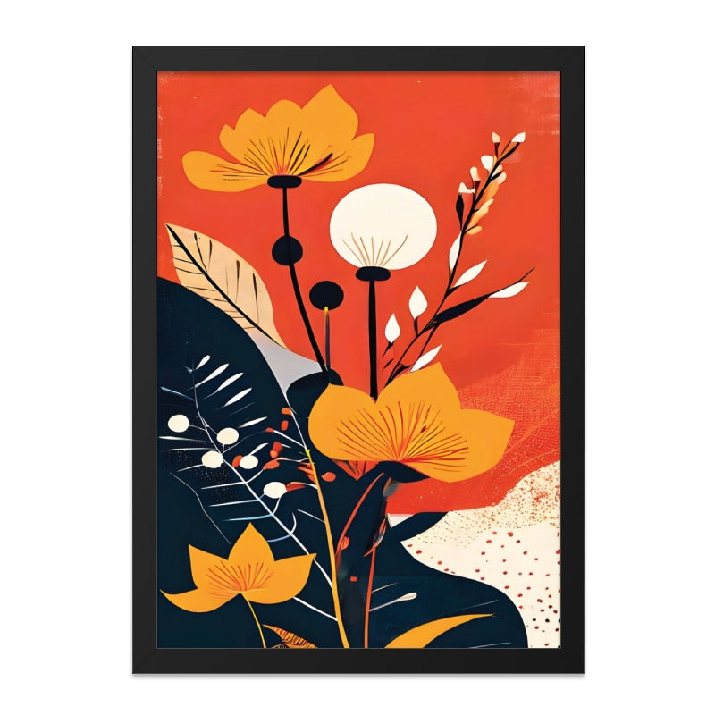 Abstract Floral Wall Art, Orange and Yellow Flowers Print, Botanical Home Decor, Modern Art Print, Unique Wall Decor, Trendy Art - Tawshia