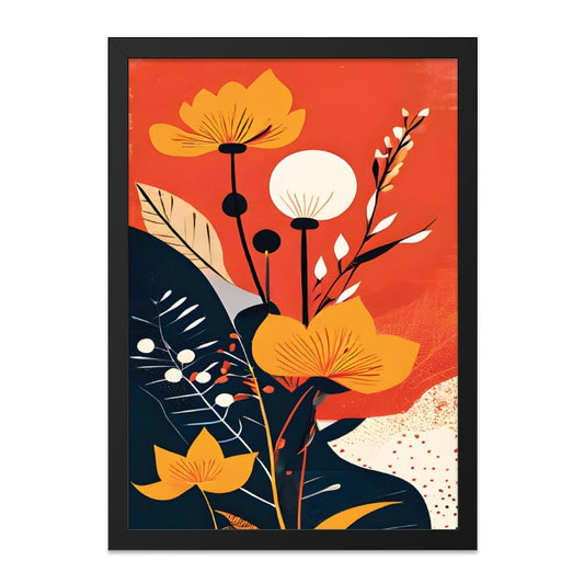 Abstract Floral Wall Art, Orange and Yellow Flowers Print, Botanical Home Decor, Modern Art Print, Unique Wall Decor, Trendy Art - Tawshia