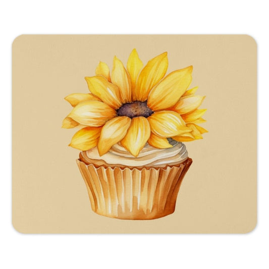 Sunflower Cupcake Mouse Pad, Floral Mousepad, Watercolor Flower Mouse Mat, Cute Desk Accessories, Trendy Office Decor, Gift Idea - Tawshia
