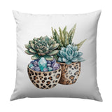 Succulent Pillow, Leopard Print, Crystal Decor, Botanical Pillow, Cactus Pillow, Modern Home Decor, Throw Pillow, Accent Pillow - Tawshia