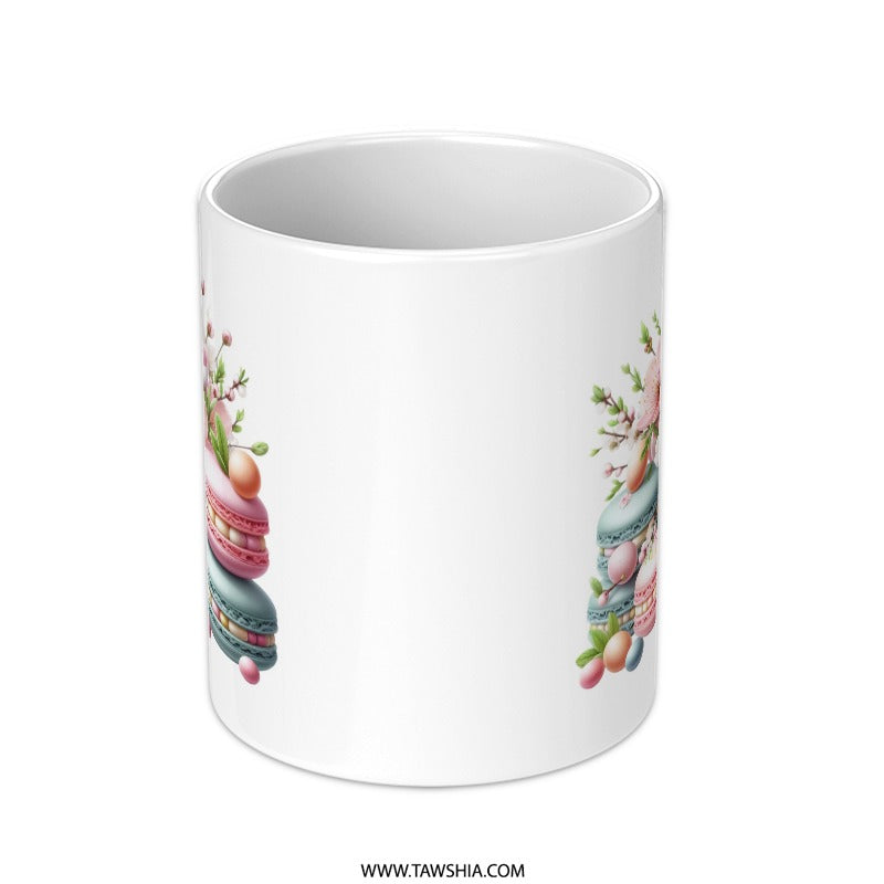 Easter Macaron Mug, Spring Floral Coffee Mug, Macaron Flowers Cup, Easter Egg Mug, Colorful Spring Gift Idea, Dessert Theme Mug - Tawshia