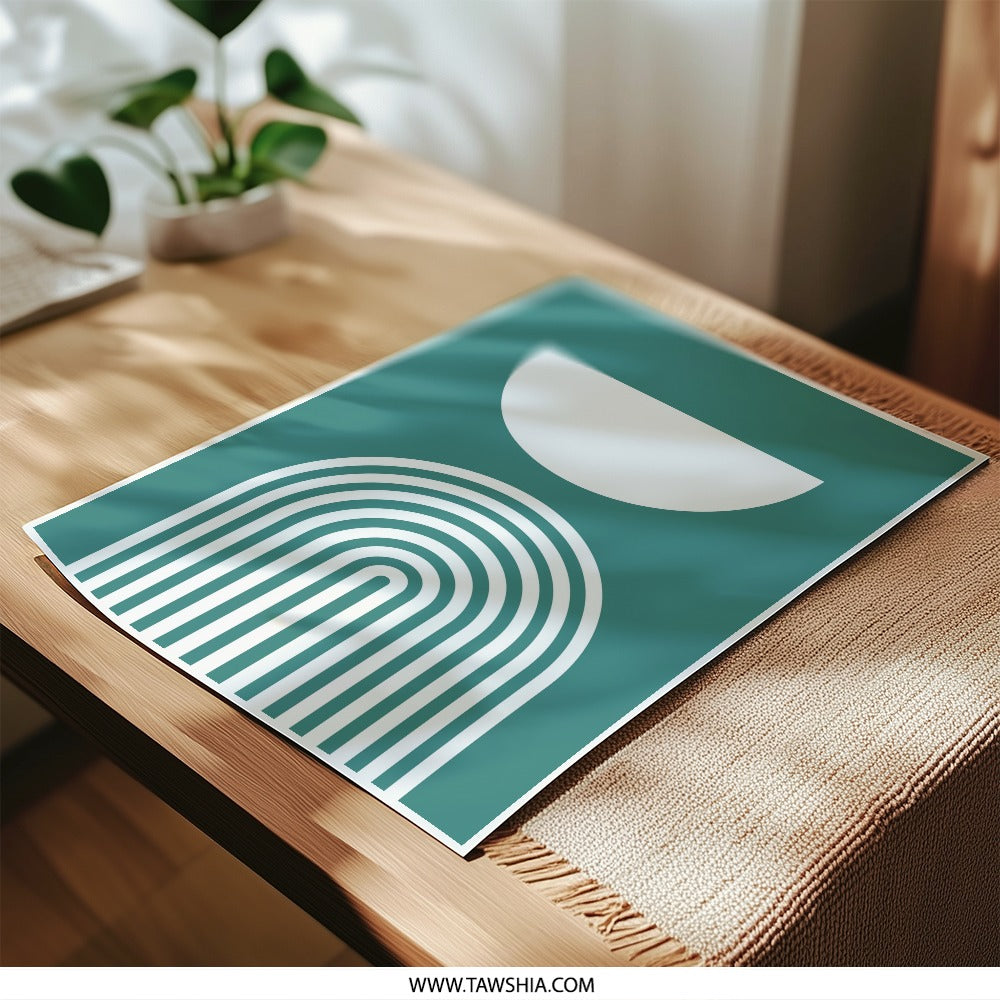 Abstract Photographic Print, Geometric Wall Art, Modern Home Decor, Teal and White Art Print, Minimalist Art, Simple Art Print, Arches Print - Tawshia