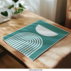 Abstract Photographic Print, Geometric Wall Art, Modern Home Decor, Teal and White Art Print, Minimalist Art, Simple Art Print, Arches Print - Tawshia