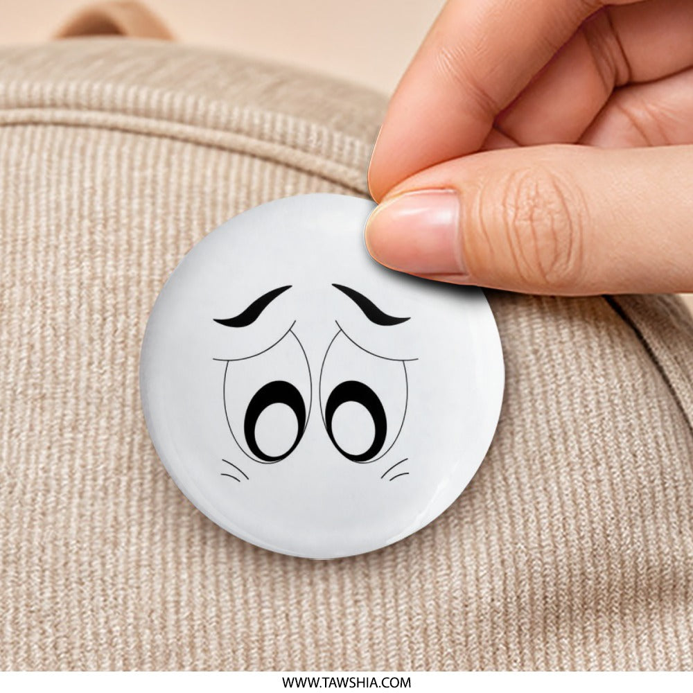 Sad Eyes Pinback Button, Cartoon Face Badge, Emotion Pin, Express Yourself Button, Emo Aesthetic, Goth Accessories, Trendy Button - Tawshia