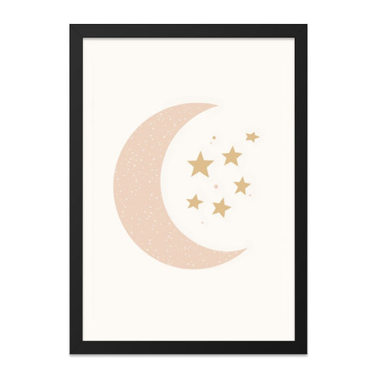 Crescent Moon Wall Art, Star Wall Art, Celestial Art Print, Nursery Decor, Minimalist Art, Boho Wall Decor, Home Decor - Tawshia