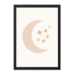 Crescent Moon Wall Art, Star Wall Art, Celestial Art Print, Nursery Decor, Minimalist Art, Boho Wall Decor, Home Decor - Tawshia