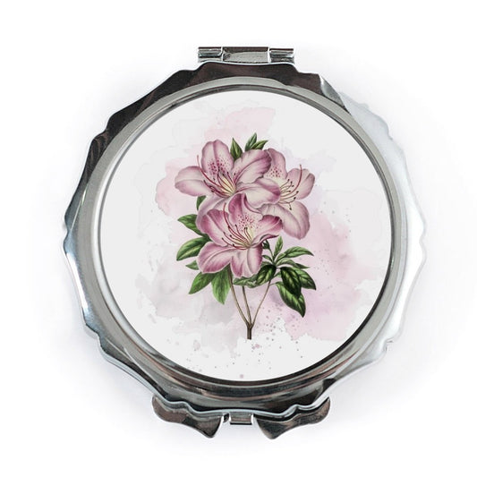 Azalea Pocket Mirror, Floral Handbag Mirror, Vintage Inspired Compact Mirror, Flower Power Makeup Mirror, Elegant Gift for Her - Tawshia