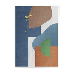Abstract Photographic Print, Geometric Art, Modern Wall Decor, Minimalist Home Decor, Brown Blue Shapes, Gold Accent Print - Tawshia