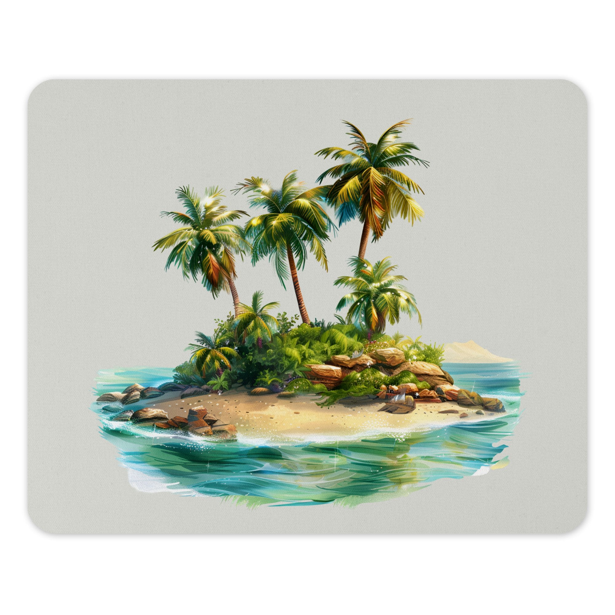 Tropical Island Oasis with Palm Trees Mouse Pad product