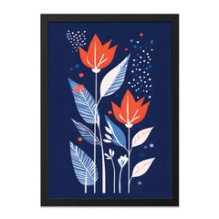Modern Floral Art, Abstract Flower Wall Art, Contemporary Art Print, Botanical Wall Decor, Red Tulip Painting, Blue Wall Art, Home Decor - Tawshia