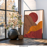 Abstract Mountain Wall Art, Sunset Art Print, Modern Wall Decor, Minimalist Art, Boho Home Decor, Nature Inspired Art - Tawshia
