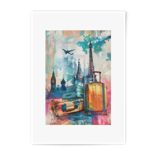 Travel Photographic Print, World Tour Art, Airplane Art, Suitcase Print, Eiffel Tower, London Print, Tourist Gift, Paris, Moscow - Tawshia